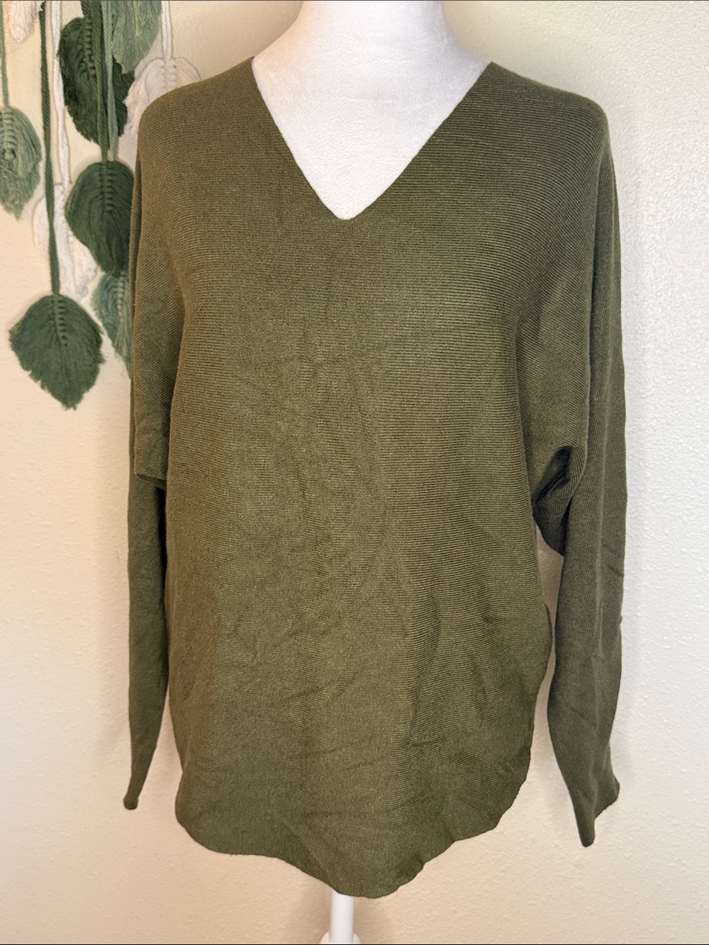 Everyday V-Neck Sweater in Olive Green